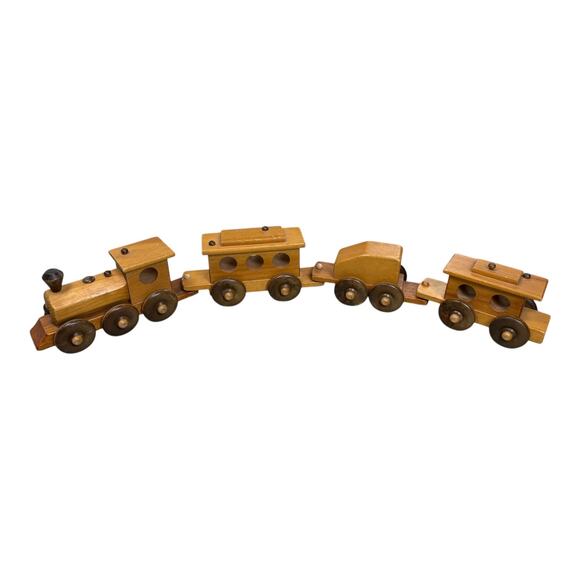 Vintage Wooden Steam Locomotive & Cars Train‎ Set -Hand Crafted - Picture 2 of 10